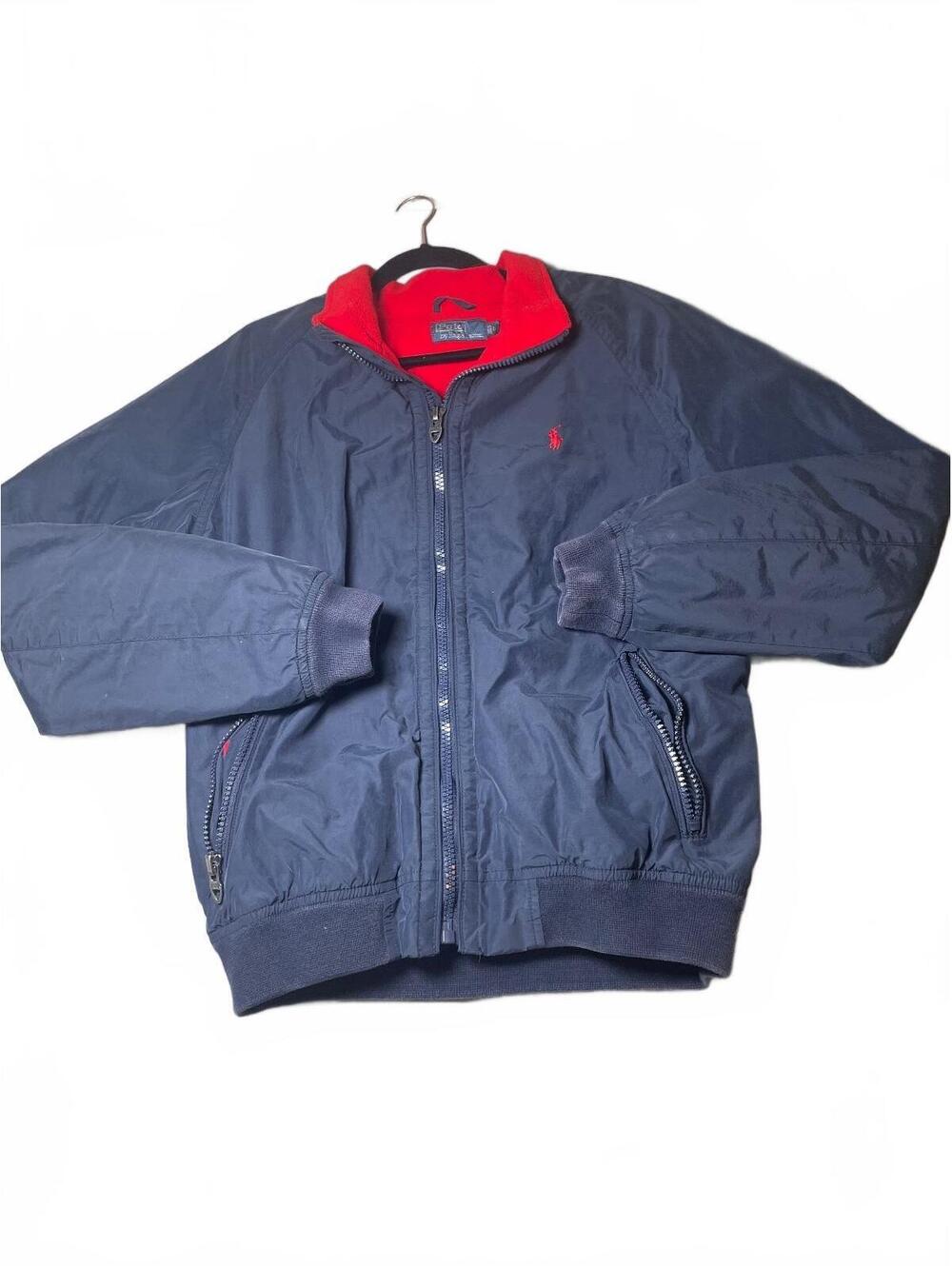 Vintage 90s Ralph Lauren Navy Blue and Red Insulated Zip Up Jacket Large-133